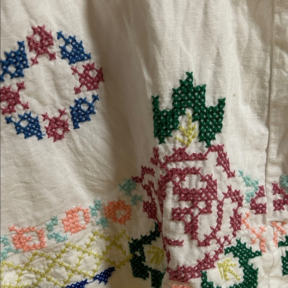 Sezane White Floral Linen Embroidered High Waist Shorts - Picture 3 of 5